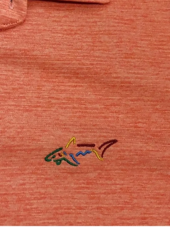 Greg Norman Play Dry Performance Golf Polo – Salmon Coral Orange Shark Logo - Picture 3 of 8